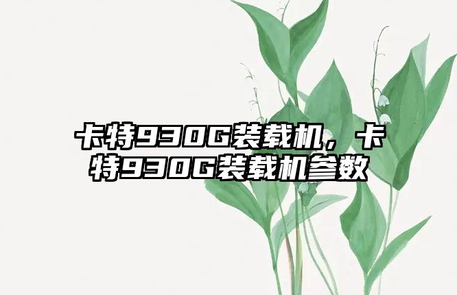 卡特930G裝載機，卡特930G裝載機參數