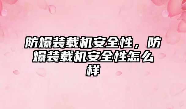 防爆裝載機安全性，防爆裝載機安全性怎么樣