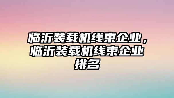 臨沂裝載機(jī)線束企業(yè)，臨沂裝載機(jī)線束企業(yè)排名