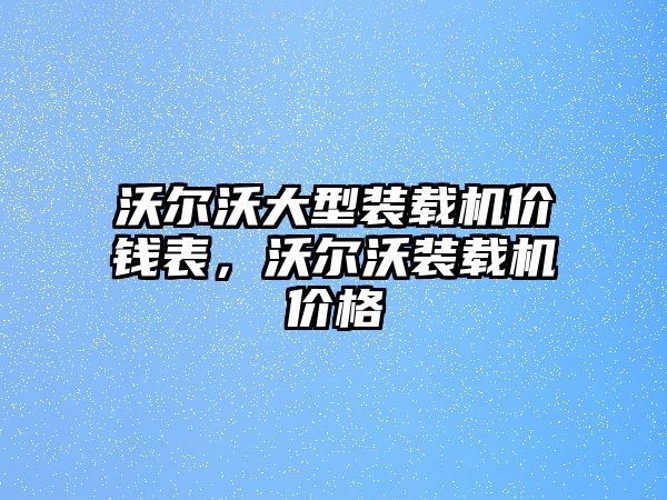 沃爾沃大型裝載機價錢表，沃爾沃裝載機價格