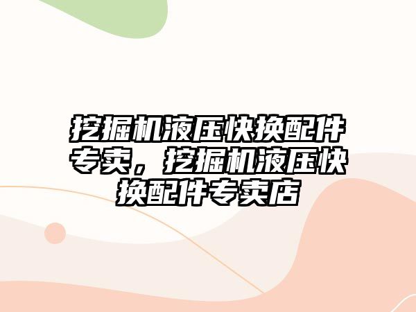 挖掘機液壓快換配件專賣，挖掘機液壓快換配件專賣店