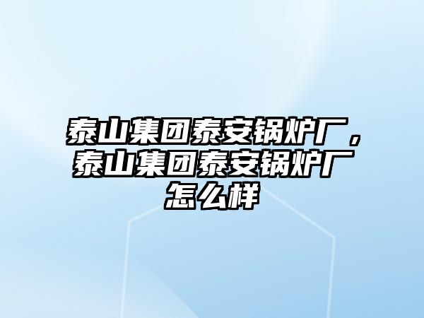 泰山集團泰安鍋爐廠，泰山集團泰安鍋爐廠怎么樣