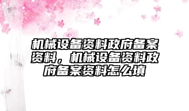 機械設備資料政府備案資料，機械設備資料政府備案資料怎么填