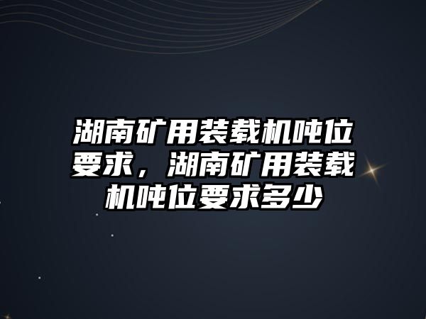 湖南礦用裝載機(jī)噸位要求，湖南礦用裝載機(jī)噸位要求多少