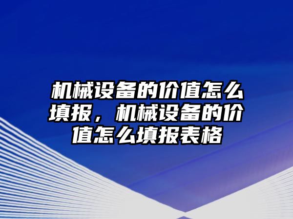 機械設(shè)備的價值怎么填報，機械設(shè)備的價值怎么填報表格