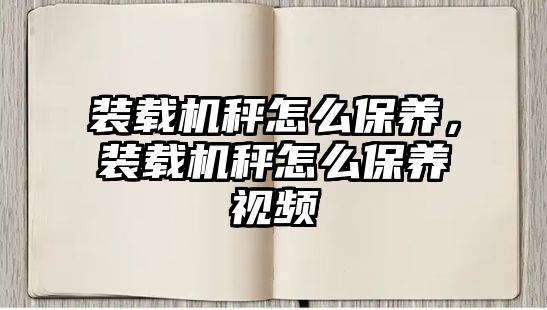 裝載機秤怎么保養，裝載機秤怎么保養視頻