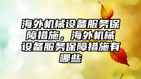 海外機械設(shè)備服務保障措施，海外機械設(shè)備服務保障措施有哪些