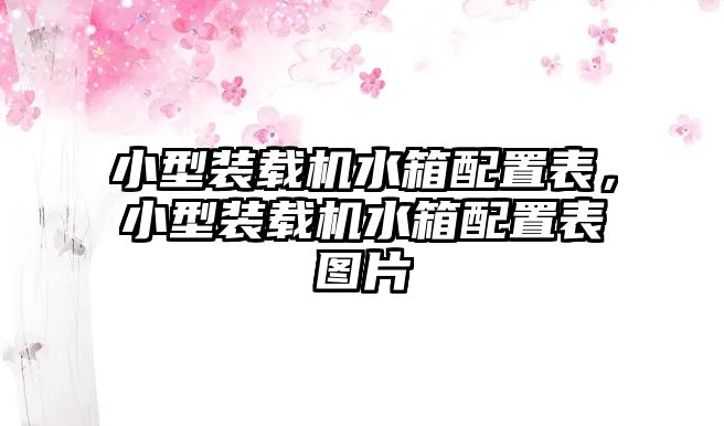 小型裝載機水箱配置表，小型裝載機水箱配置表圖片