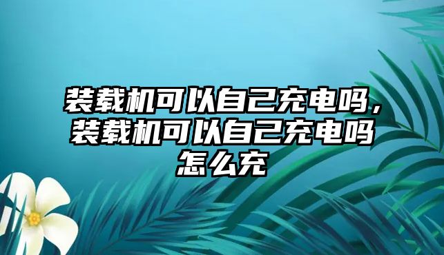 裝載機可以自己充電嗎，裝載機可以自己充電嗎怎么充