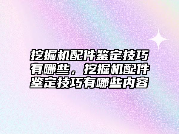 挖掘機配件鑒定技巧有哪些，挖掘機配件鑒定技巧有哪些內(nèi)容