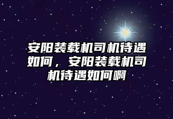 安陽裝載機司機待遇如何，安陽裝載機司機待遇如何啊