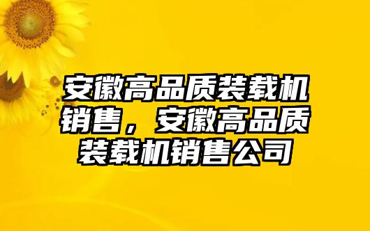 安徽高品質裝載機銷售，安徽高品質裝載機銷售公司