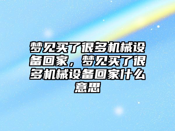 夢見買了很多機(jī)械設(shè)備回家，夢見買了很多機(jī)械設(shè)備回家什么意思