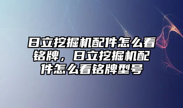 日立挖掘機(jī)配件怎么看銘牌，日立挖掘機(jī)配件怎么看銘牌型號