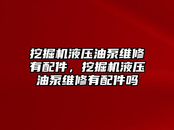 挖掘機液壓油泵維修有配件，挖掘機液壓油泵維修有配件嗎