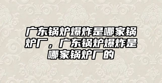 廣東鍋爐爆炸是哪家鍋爐廠，廣東鍋爐爆炸是哪家鍋爐廠的