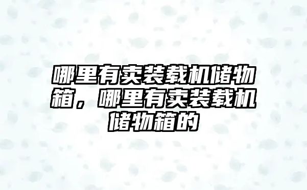 哪里有賣裝載機儲物箱，哪里有賣裝載機儲物箱的