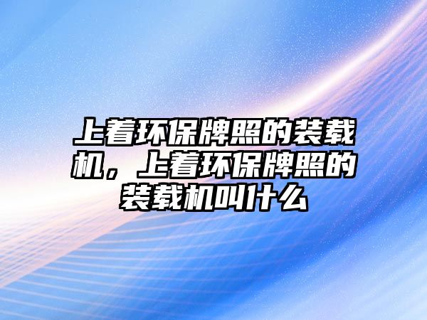 上著環保牌照的裝載機，上著環保牌照的裝載機叫什么