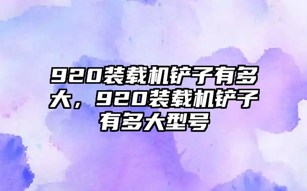 920裝載機鏟子有多大，920裝載機鏟子有多大型號