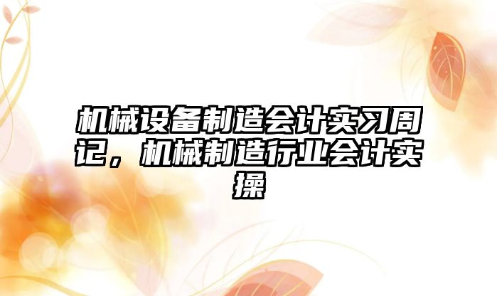 機械設備制造會計實習周記，機械制造行業會計實操