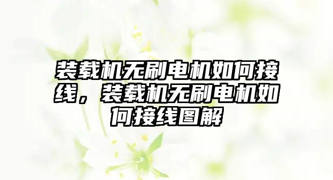 裝載機無刷電機如何接線，裝載機無刷電機如何接線圖解