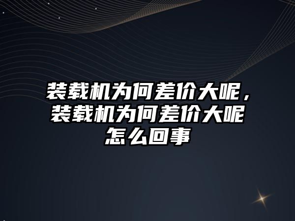 裝載機為何差價大呢，裝載機為何差價大呢怎么回事