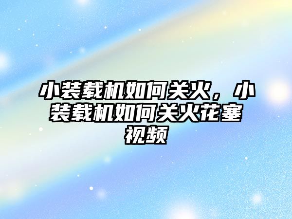 小裝載機如何關火，小裝載機如何關火花塞視頻