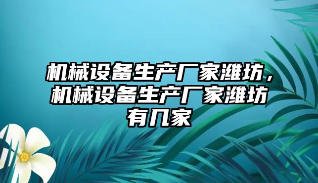 機械設備生產廠家濰坊，機械設備生產廠家濰坊有幾家