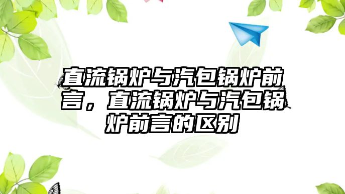 直流鍋爐與汽包鍋爐前言，直流鍋爐與汽包鍋爐前言的區別