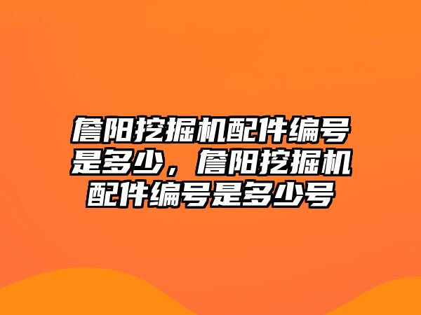 詹陽挖掘機(jī)配件編號(hào)是多少，詹陽挖掘機(jī)配件編號(hào)是多少號(hào)