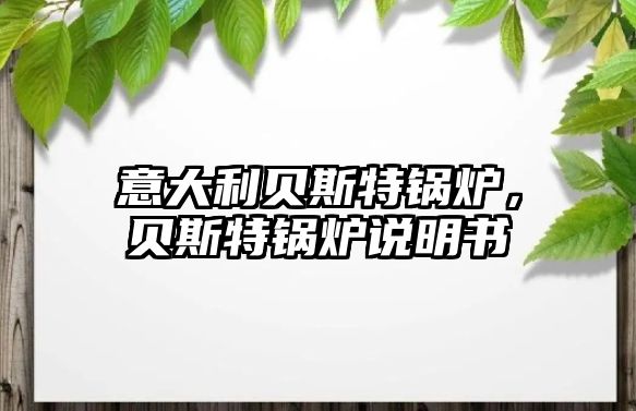 意大利貝斯特鍋爐，貝斯特鍋爐說明書