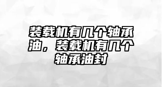 裝載機有幾個軸承油，裝載機有幾個軸承油封