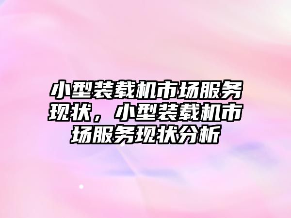 小型裝載機市場服務現狀，小型裝載機市場服務現狀分析