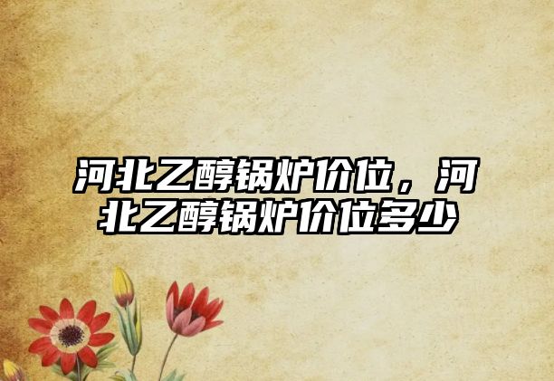 河北乙醇鍋爐價位，河北乙醇鍋爐價位多少