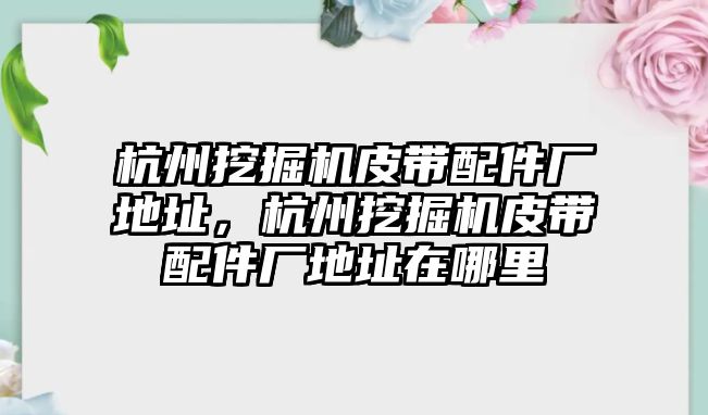 杭州挖掘機皮帶配件廠地址，杭州挖掘機皮帶配件廠地址在哪里