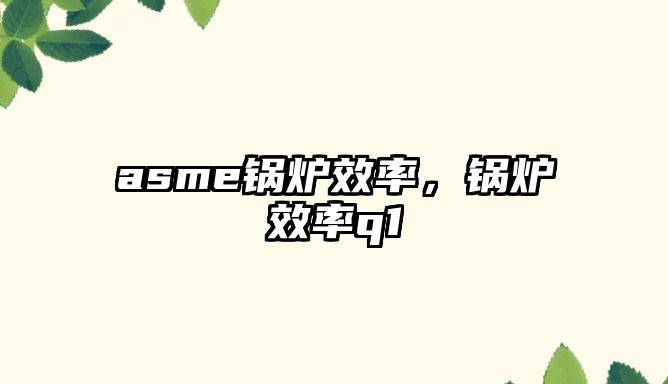 asme鍋爐效率，鍋爐效率q1