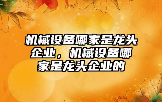 機械設備哪家是龍頭企業(yè)，機械設備哪家是龍頭企業(yè)的