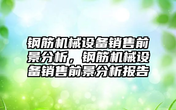 鋼筋機械設備銷售前景分析，鋼筋機械設備銷售前景分析報告