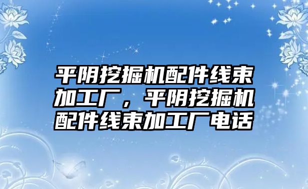 平陰挖掘機配件線束加工廠，平陰挖掘機配件線束加工廠電話