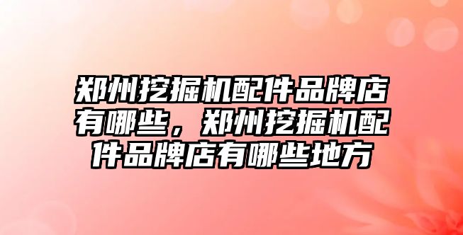 鄭州挖掘機配件品牌店有哪些，鄭州挖掘機配件品牌店有哪些地方