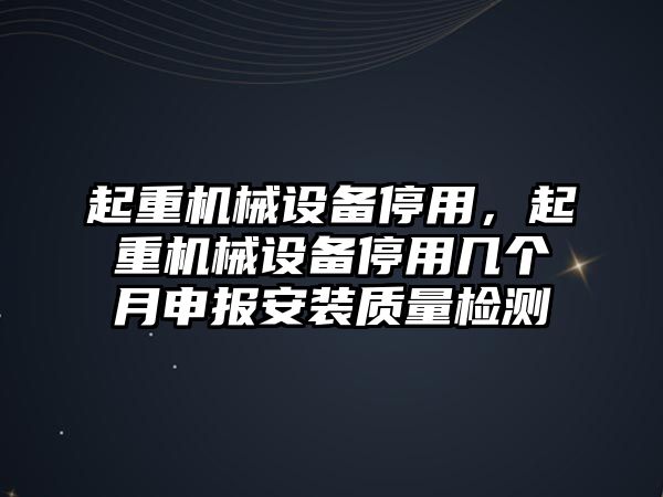 起重機械設備停用，起重機械設備停用幾個月申報安裝質量檢測