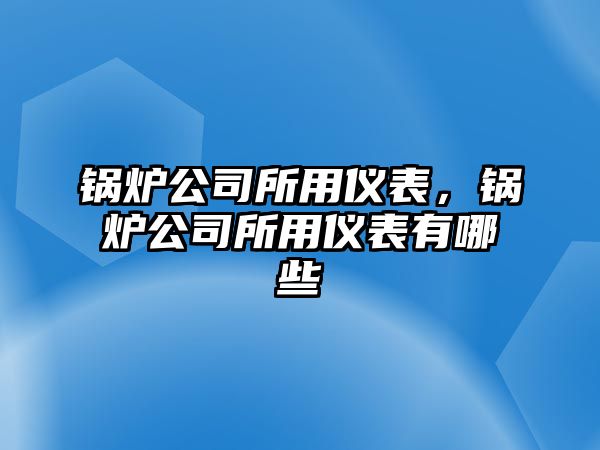 鍋爐公司所用儀表，鍋爐公司所用儀表有哪些