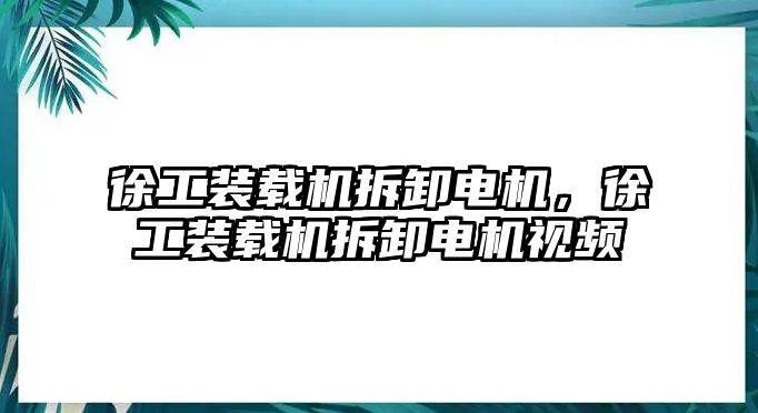 徐工裝載機拆卸電機，徐工裝載機拆卸電機視頻