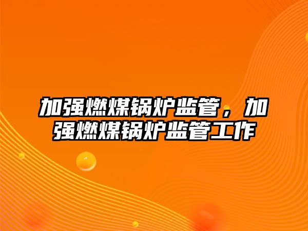 加強燃煤鍋爐監管，加強燃煤鍋爐監管工作