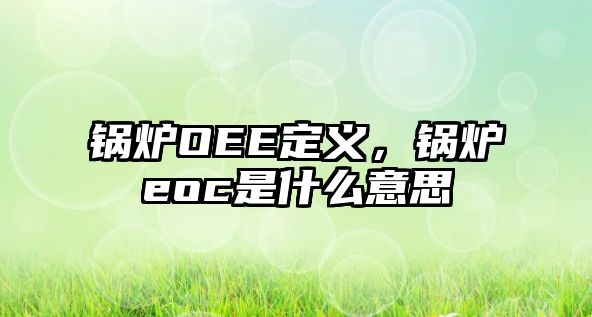 鍋爐OEE定義，鍋爐eoc是什么意思