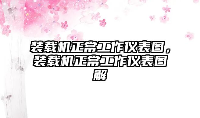 裝載機正常工作儀表圖，裝載機正常工作儀表圖解