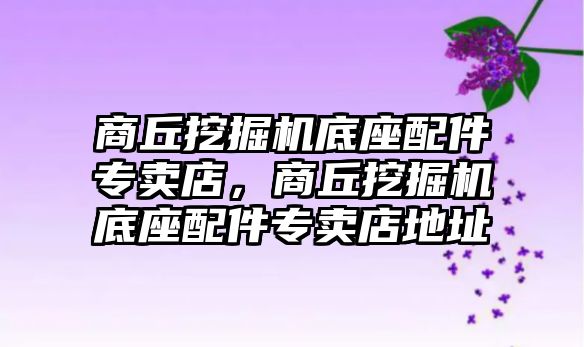 商丘挖掘機底座配件專賣店，商丘挖掘機底座配件專賣店地址