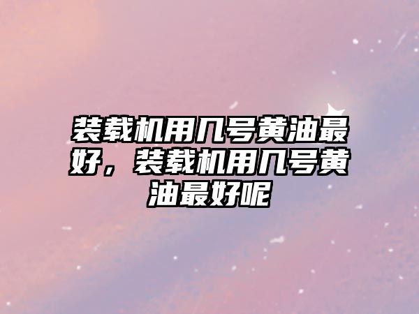 裝載機用幾號黃油最好，裝載機用幾號黃油最好呢