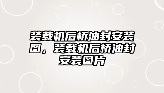 裝載機后橋油封安裝圖，裝載機后橋油封安裝圖片