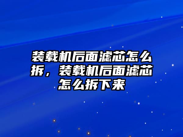 裝載機(jī)后面濾芯怎么拆，裝載機(jī)后面濾芯怎么拆下來